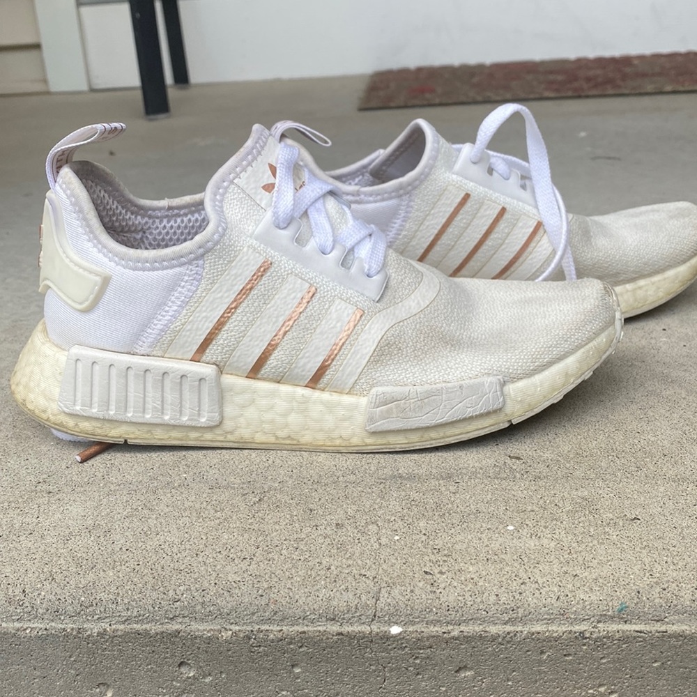 Adidas NMD 6.5 Womens. White with rose gold. Used.